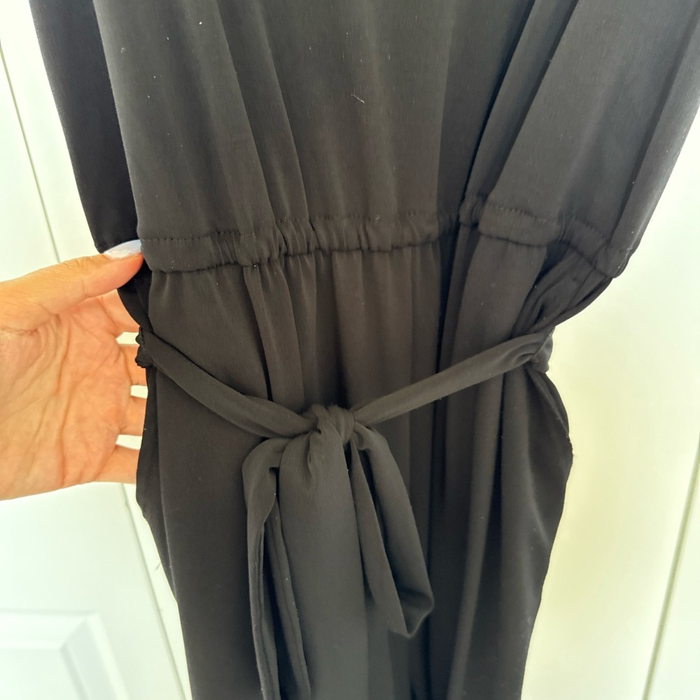 H Halston Heritage Black Jumpsuit Stretchy Size S Belted Ankle Business Casual - Picture 4 of 14